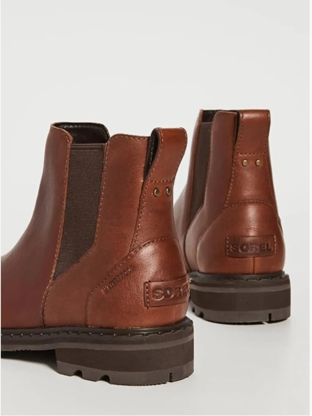 SOREL Women's Lennox Chelsea Rain Boots, Waterproof Leather Boots Bronze velvet.
